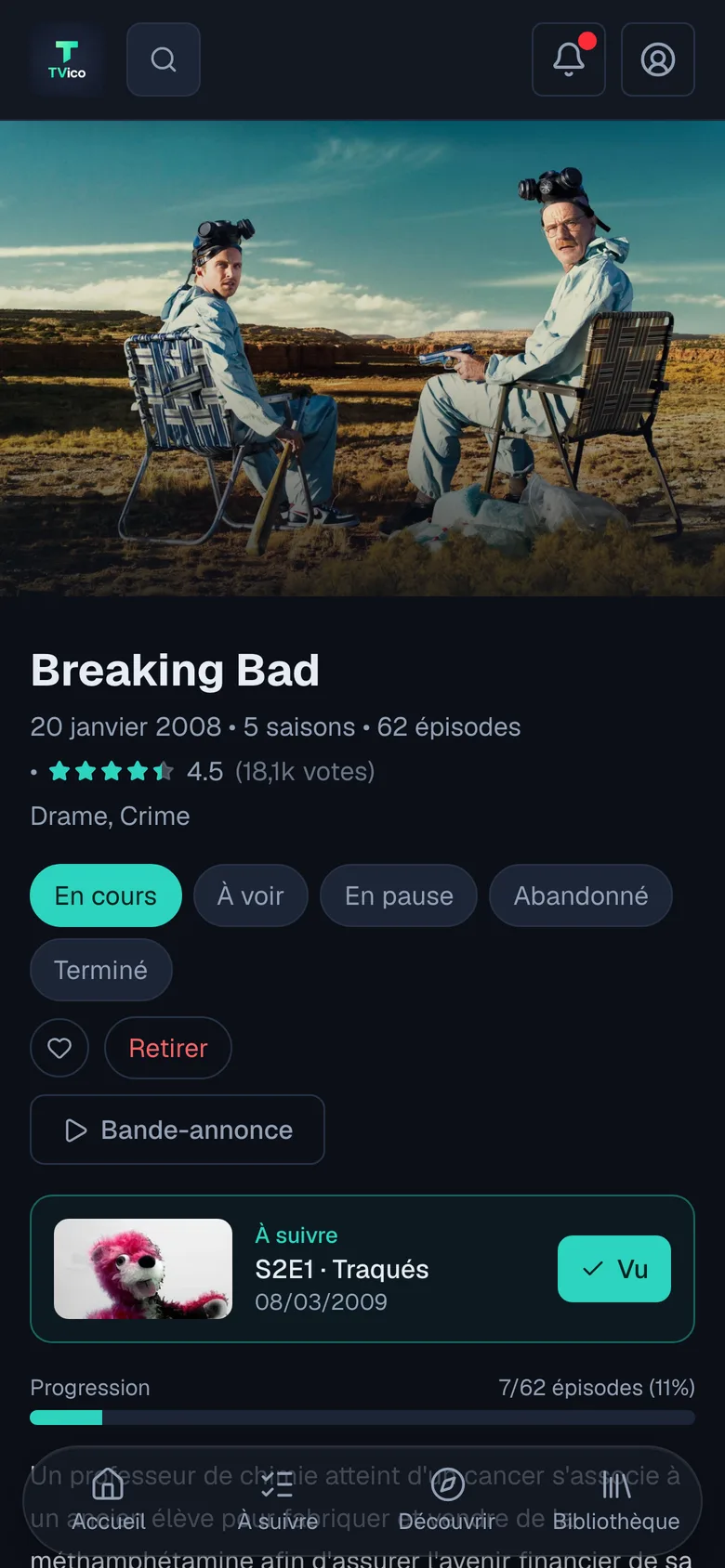 Coche tes épisodes, garde chaque saison sous contrôle